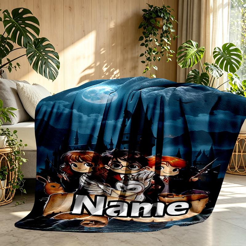 Custom Name Personalized Harry Potter Print Blankets, Home Decor, Bedroom, Sofa, Camping, Couch, Gifts for Birthday Christmas
