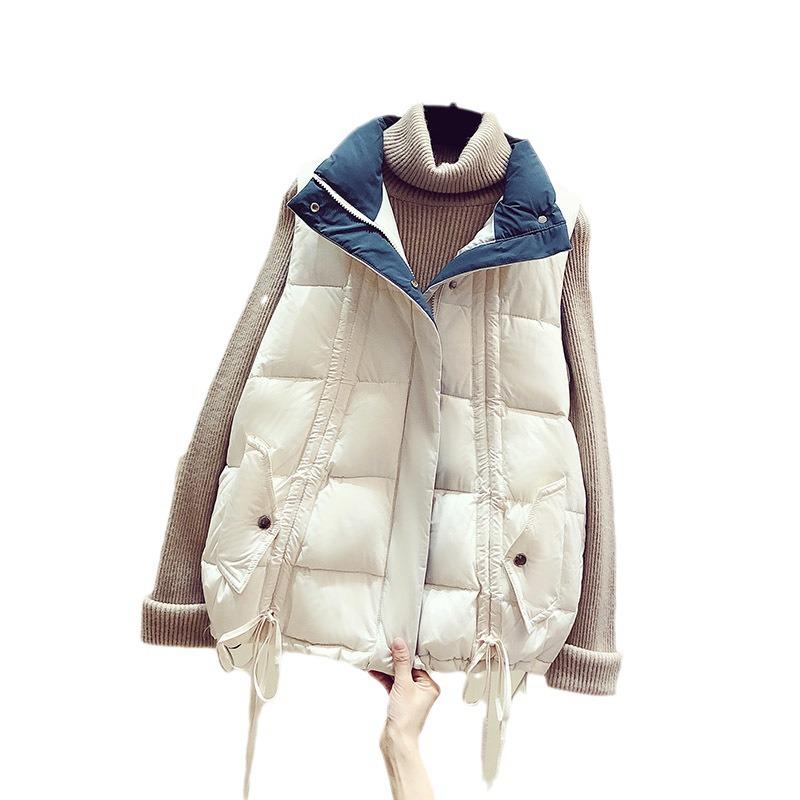 2024 Women's Short Slimming Sleeveless Down Vest - Korean Style, Autumn/Winter