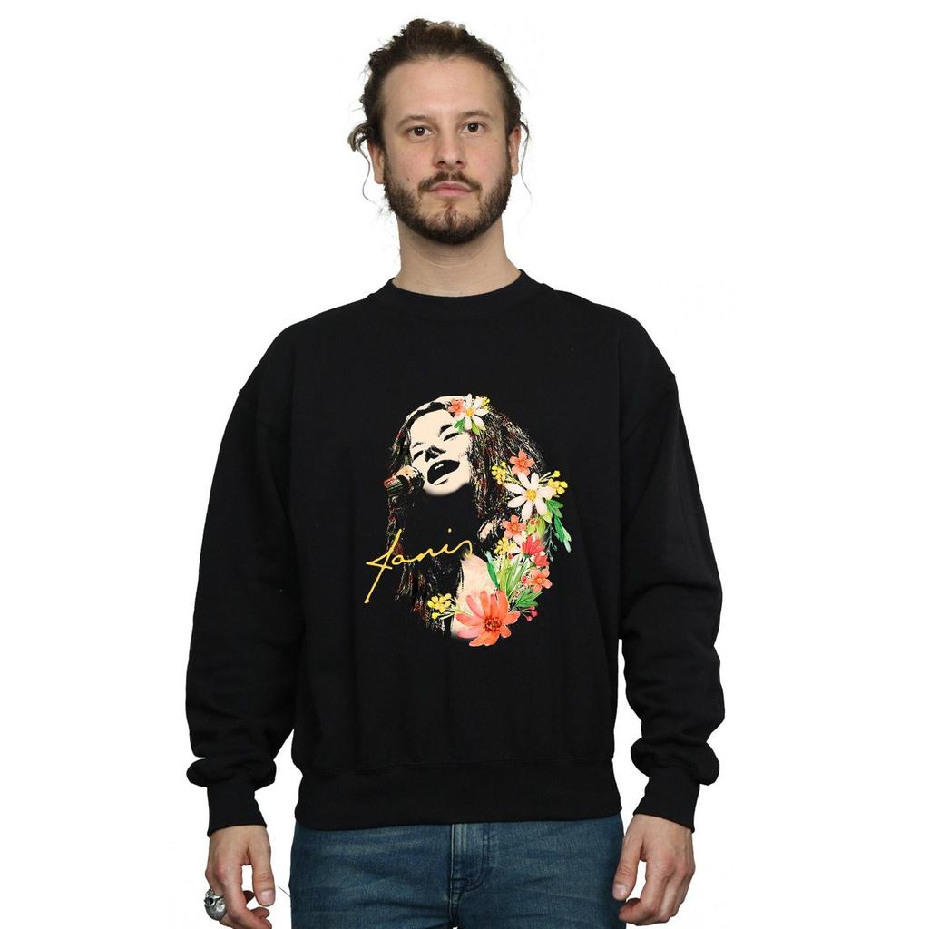 Janis Joplin Mens Floral Pattern Sweatshirt