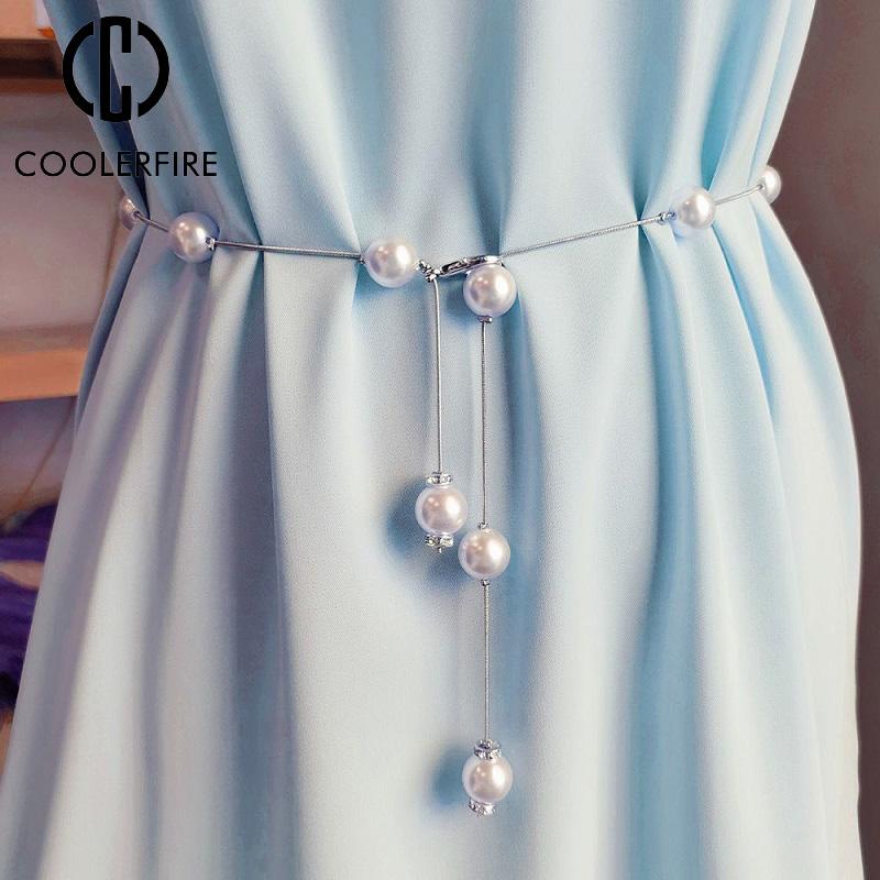 Belt for Women Fashion Designer Belt Luxury Gold Silver Chain Pearl Fringes Hip Waist Accessories Sexy Tassel Circle Strap AL090