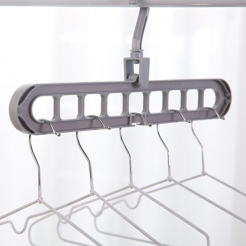 Multi-function 9 Holes Sliding Hanger Anti-wind Homehold Plain Clothes Storage Sliding Clothes Rack