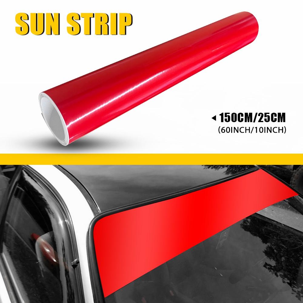 1Pcs 60*10Inch Red Car Windshield Sun Visor Vinyl Decal Strip Film Banner Blank Sticker White Black Sunstrip Sticker Accessories