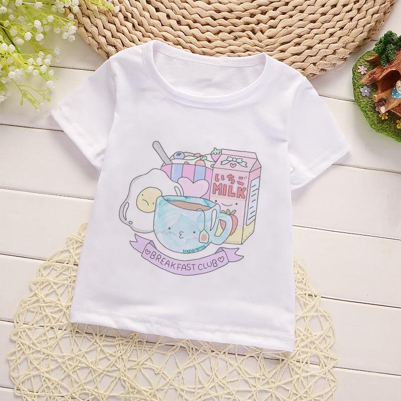 Kids Girl T Shirt Summer Baby Cold Drink Tops Toddler Tees Clothes Children Clothing Cartoon T-shirts Short Sleeve Casual Wear