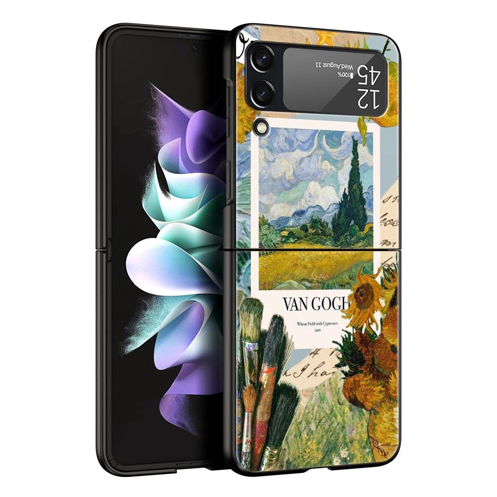 Чехол для телефона «Звездная ночь» в стиле Ван Гога для Samsung Galaxy Z Flip3 Flip4 Flip5, ПК-корпус для Z Flip 3 4 5, Черная жесткая складная крышка