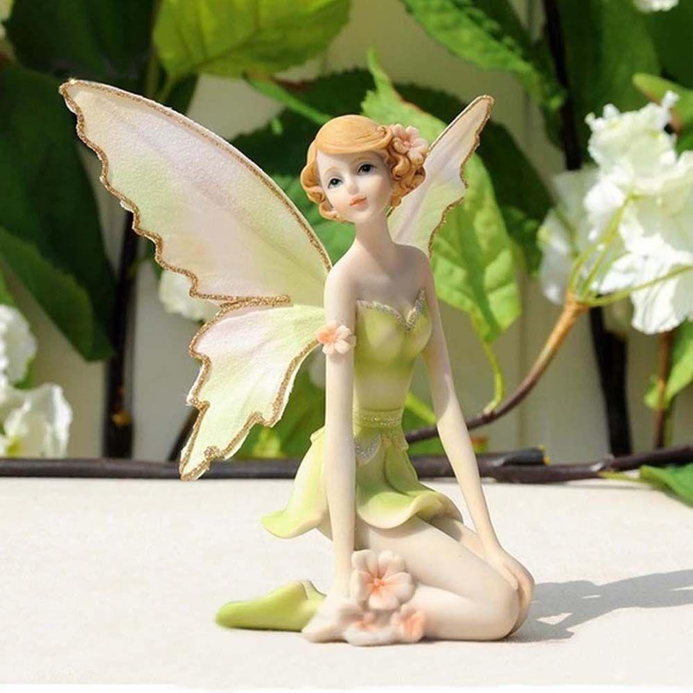 Girl DIY Garden Home Ornament Crafts Fly Fairy Car Decor Angel Figurines Miniatures Flower Fairy