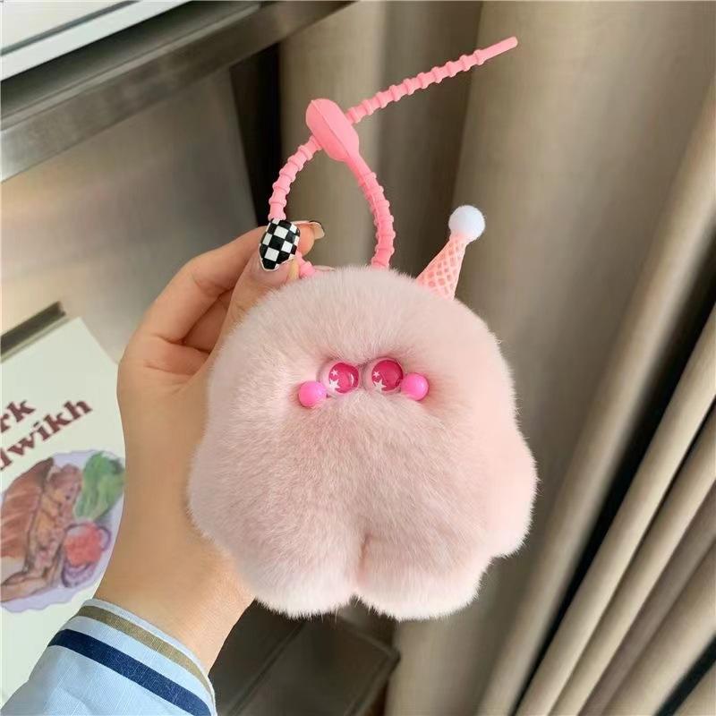 Милый плюшевый брелок в виде мороженого, пушистый животный кулон для сумок и ключей