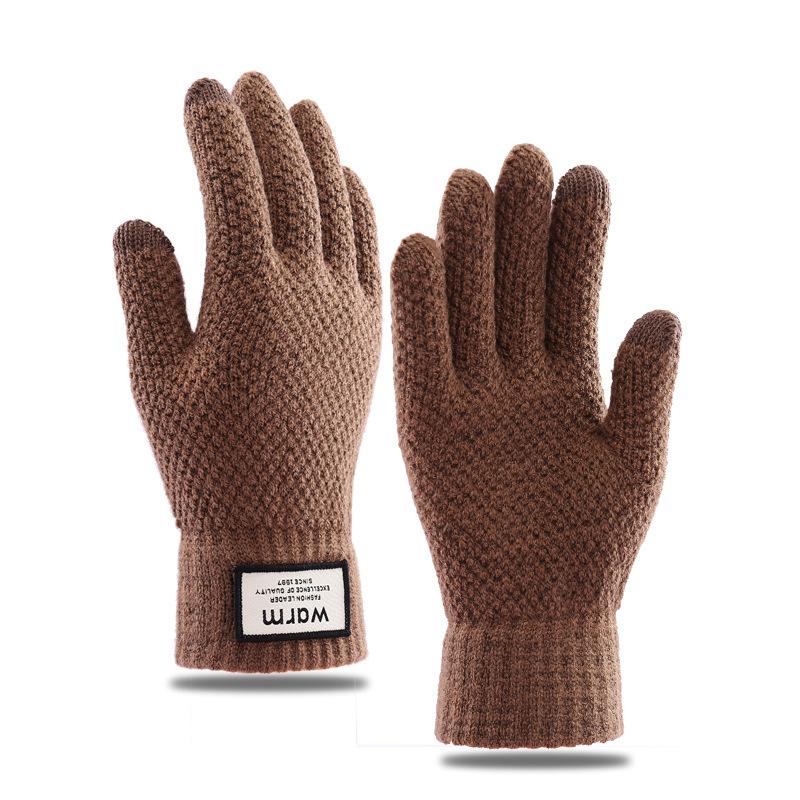 Осень и зима холодостойкие вязаные перчатки мужские бархатные утолщенные теплые для улицы для катания теплые