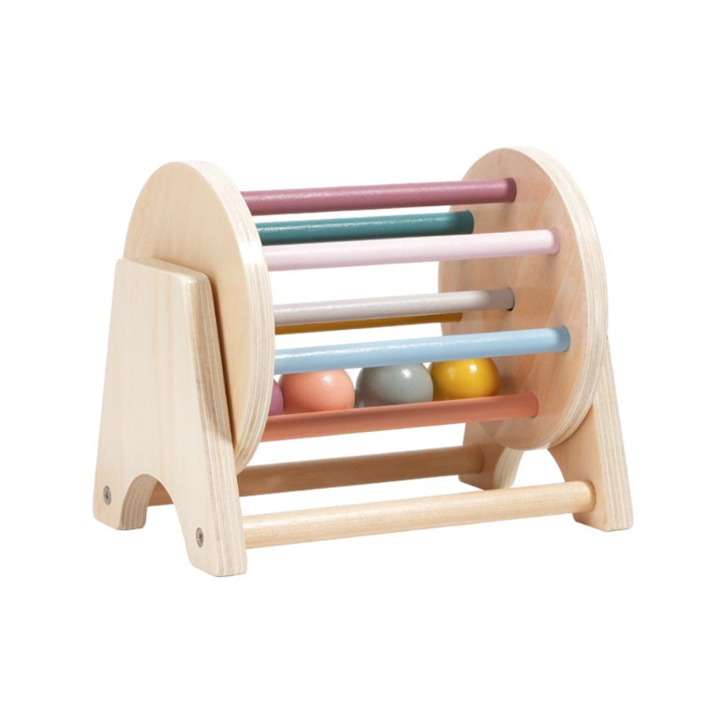 Wooden Rainbow Spinning Drum Color Shape Cognition Ball Busy Drum Toy Ball Drop Kids Toy Boys Toys