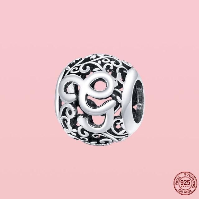 Новое поступление 925 пробы серебряный кулон круглой формы с буквами от A до Z подвески бусины подходят оригинальный браслет ожерелье ювелирные изделия