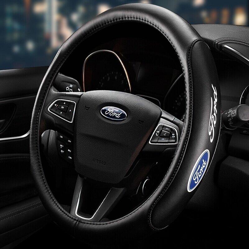 fypaj3 Ford leather Car steering wheel Cover For ford focus Mondeo Fiesta Transit Explorer F-150 Ranger Kuga Edge Fusion MK2 MK3 Car
