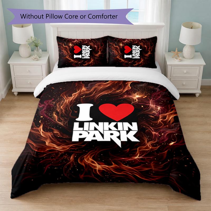 Linkin Park Print 3Pcs Bedding Set Duvet Cover With Two Pillowcases Soft Bed Linen For Household Bedroom