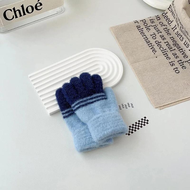 2-6 лет Детские теплые перчатки Осень Зима Защита от холода Утолщенные для мальчиков и девочек Дети из детского сада Перчатки с пятью пальцами