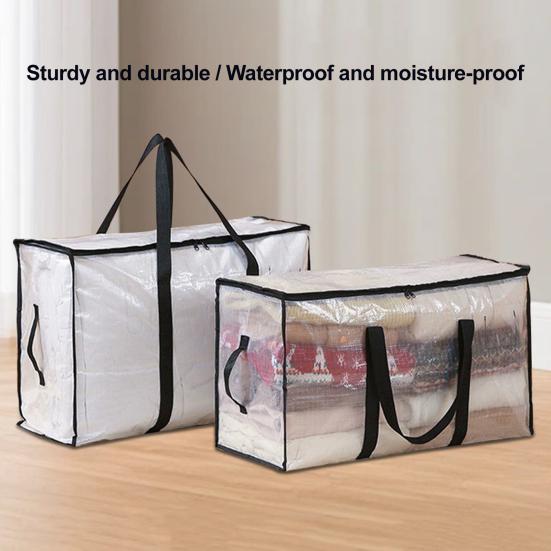 Large Quilt Storage Bag Clear Storage Bin With Lid Reinforced Handles Waterproof