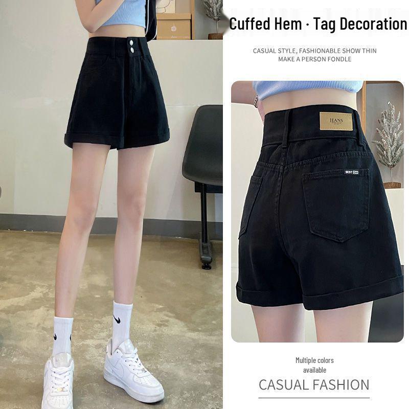 Off-white High-Waisted Wide-leg Denim Shorts for Women - Summer 2025 A-line Slimming Design