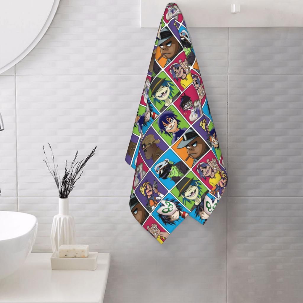 Music Band Gorillaz Soft Face Towel Quick Dry Pool Bath Cotton Towels Absorbent