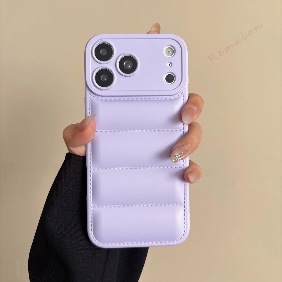 Down Jacket Phone Case For For Iphone 16E 17E 1 14 11 12 13 16 17 Pro Max Air 14 1 16 Plus Silicone Shockproof Protector Cover
