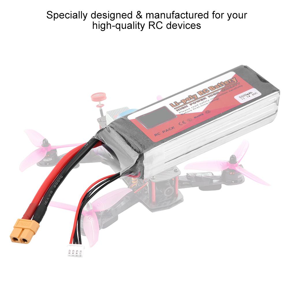 ZOP POWER 3S 11.1V 5500mAh 60C Перезаряжаемый LiPo аккумулятор с разъемом XT60 (5500 мАч 60C)