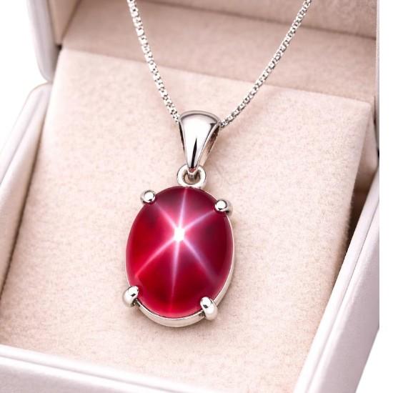 Red Star Ruby Pendant, Handmade 925 Sterling Silver, Minimalist Pendant, Gift For Love,