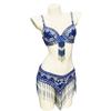Belly Dance Bra Belt Set Sexy Shiny Sequined Stage Performance Costume Nightclub Outfit Women