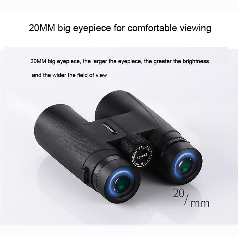 Бинокль 12x42, телескоп Hd, светильник ночного видения, призма Bak4, профессиональный зум, мощный для охоты, наблюдения за птицами