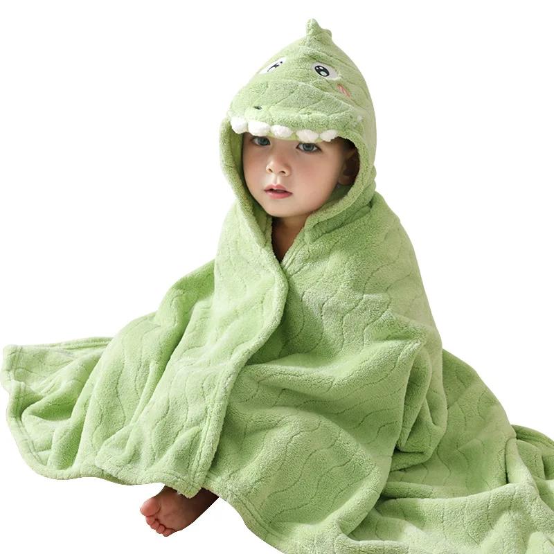 Baby Ins Cotton Bath Towel Children Hooded Towel Cute Cartoon Baby Bathrobe Thickened Absorbent Infant Swaddle Blanket