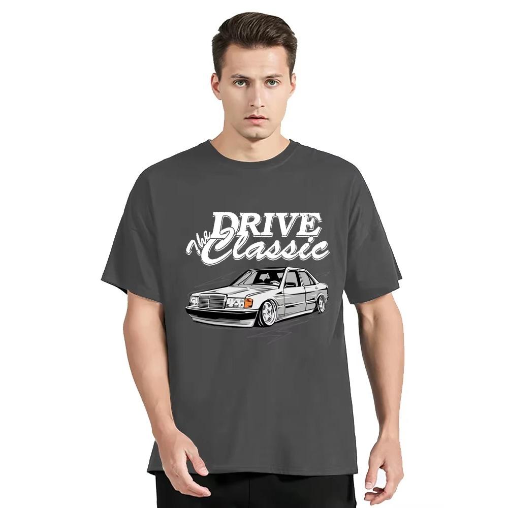 Потрясающая футболка W201 Drive The Classic Car 190E с графическим принтом винтажных автомобилей, футболки, мужская одежда, хлопковая футболка, повседневная футболка