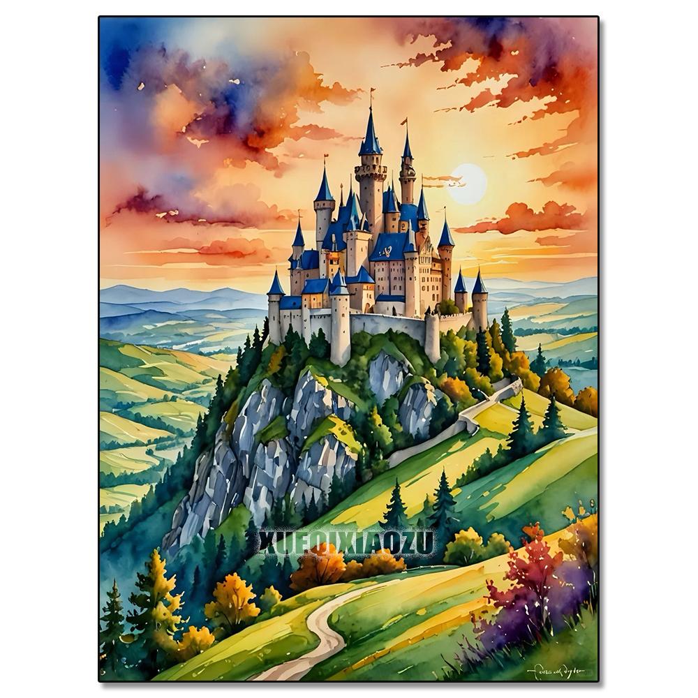 Series Plant Landscape Diamond Watercolor Art Painting Decoration Sailboat Diy Full Rhinestone Mosaic Cross Stitch Kit Gift