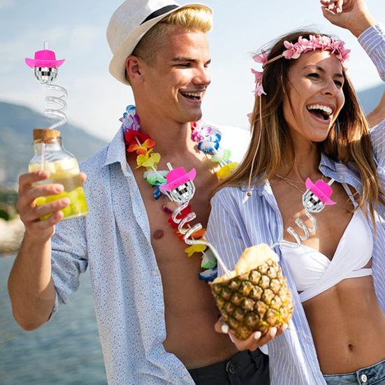 6Pcs/Set Disco Straws Disco Ball Distinctive Reflective Mirror Spiral Shape Disco Party Decorations Bachelorette Straws Cup Accessories