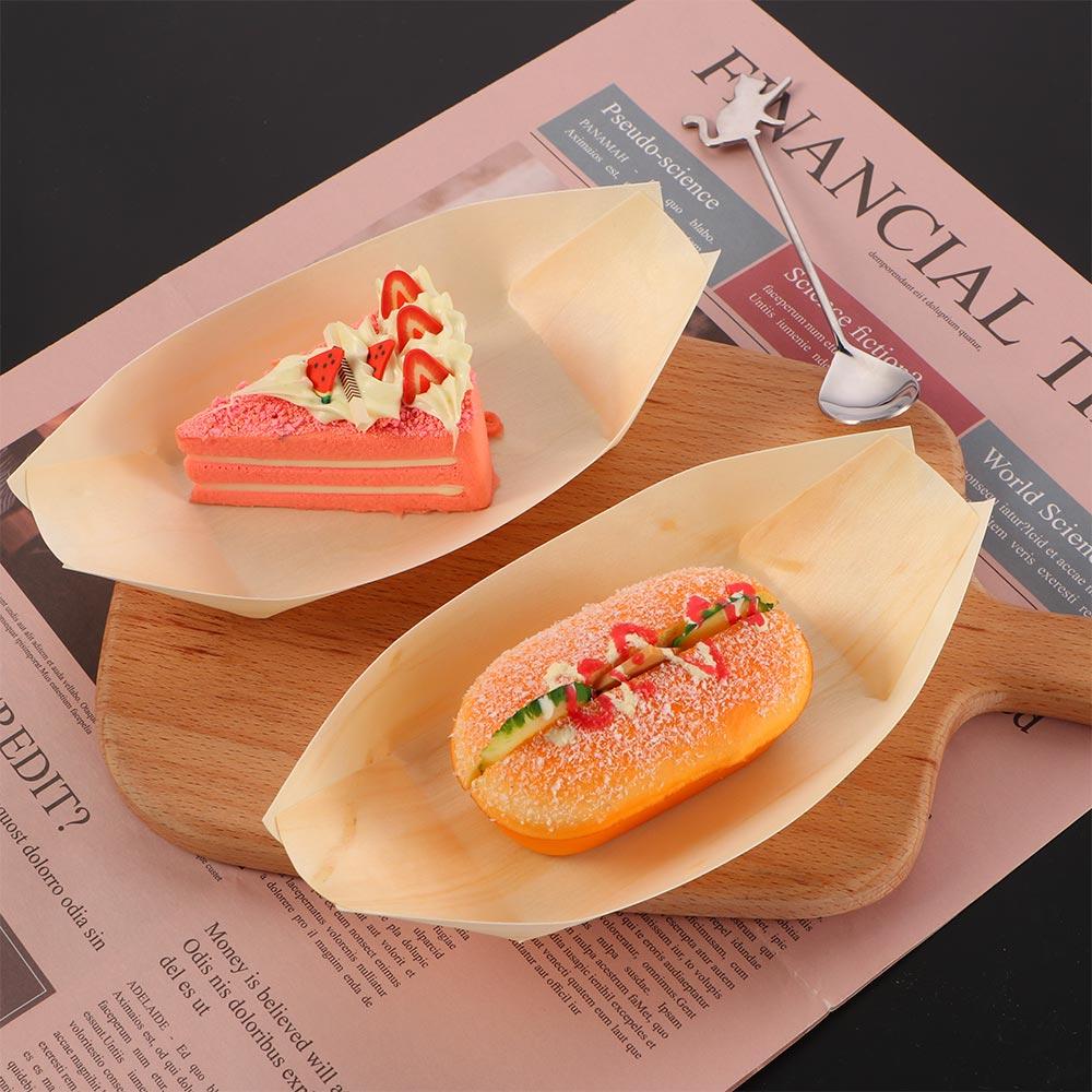 Disposable Food Sushi Pine Wood Bowl Catering Cake Tool Serving Tray
