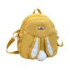 Women Cute Rabbit Ears Backpack Nylon Shoulder Bag Cartoon School Bag Satchel Rucksack Yellow