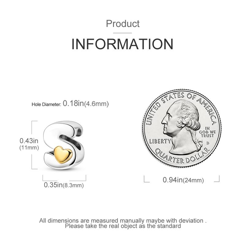Шармы Оригинальные Сердце Серия Английский Алфавит Бусина Подходит для Браслетов Ожерелье Женский Шарм Медь Роскошь Сделай Сам Ювелирные Изделия Подарки