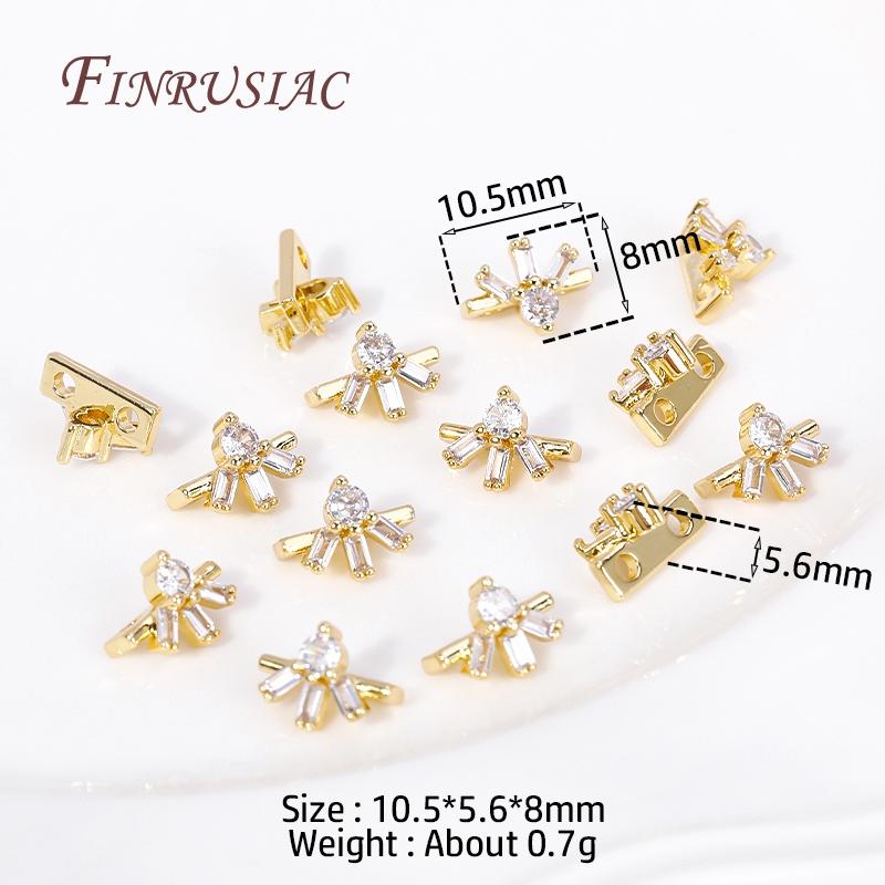 18K Gold Plated Multi-designs Zircon Flower Spacer Bars 2/3 Holes Separators for Strand Beads Jewelry Making Accessories