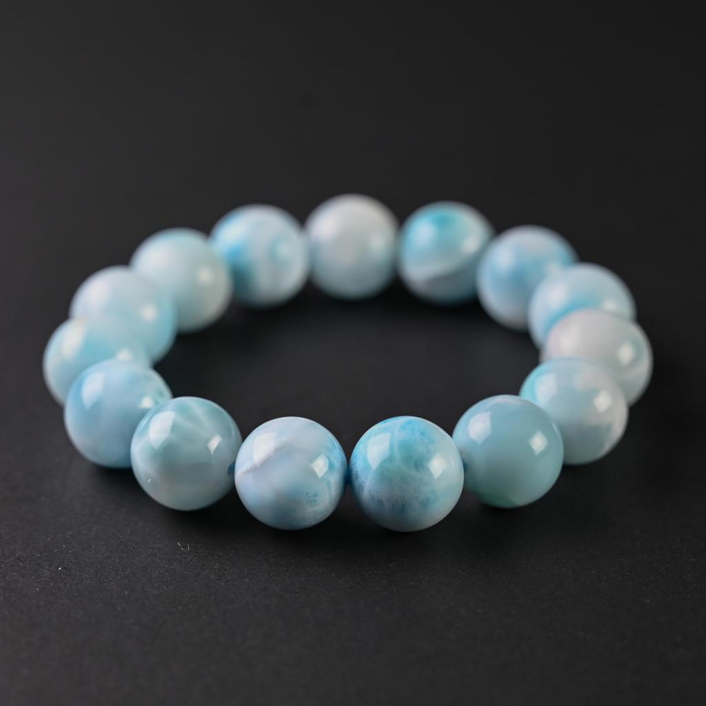 Эйгадо Ларимар Внутренний Диаметр Исцеление Природная Сила Один из Трех Величайших Исцеляющих Камней Браслет, Бусины 14,5 мм, 61,4 г, 17 см, Камень, Камень, Камень,