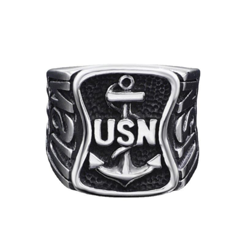 Anchor Jewelry Engraved Letter Jewelry Ring