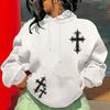 Womens Cross Print Loose Hoodie Tops Blouse Sweatshirt Casual Long Sleeve Pullover Tops
