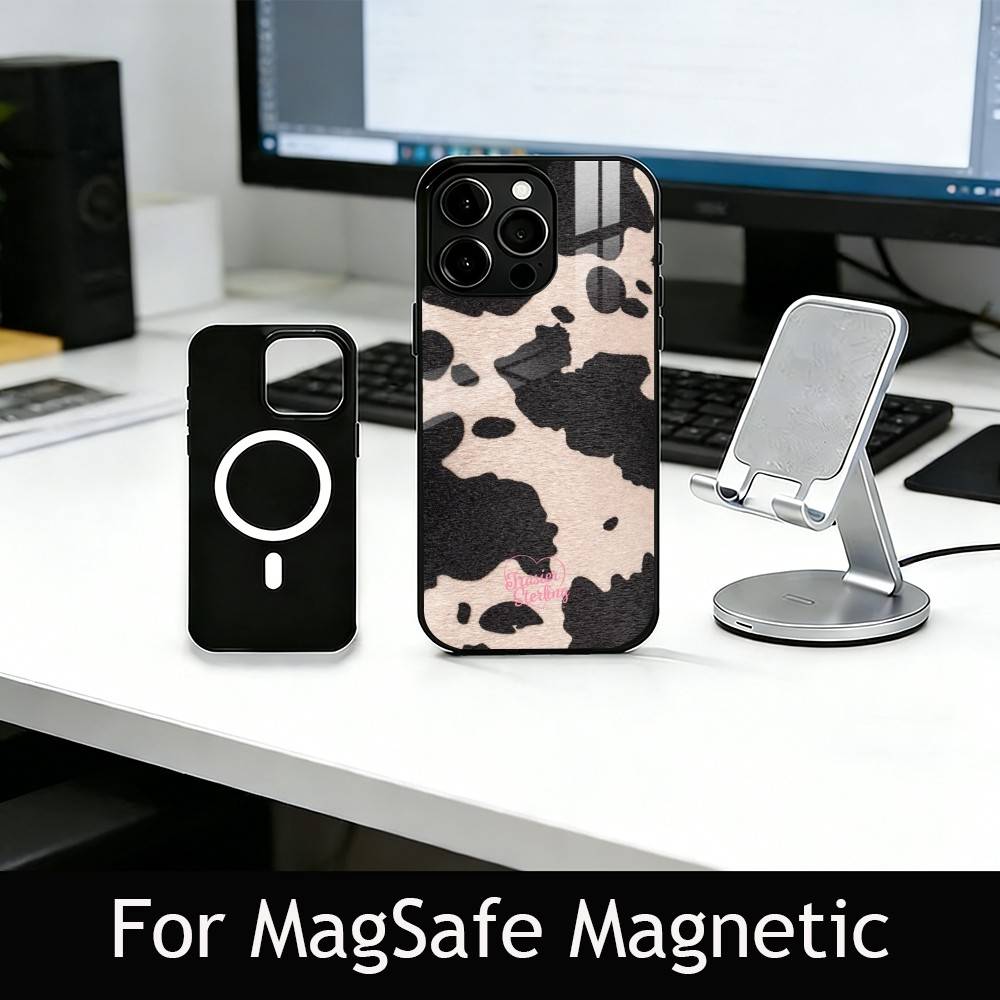 Чехол для телефона с принтом коровьей шкуры для iPhone 17, 16, 15, 14, 13, 12, 11 Plus, Pro, магнитный, для Magsafe, беспроводной зарядки