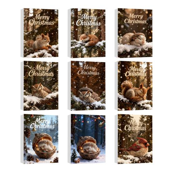 2025 Лесные животные Желуди Украшения Адвент-календарь 2D Акрил Уютный Лес Набор Рождественских украшений Шишка Животное Обратный отсчет Украшение для Рождественской елки