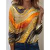 Spring and Autumn Round Neck 3D Glitter Abstract Printed Top Fashionable Casual Long Sleeved Women's T-shirts