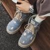 New Denim Boots Men Trendy Street Blue Cowboy Boots Man Tooling Boots Outdoor Platform Men's Casual Boots