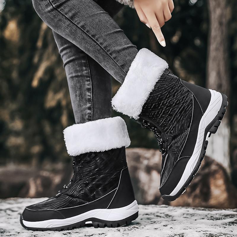 Новые зимние ботинки для снега, женские уличные водонепроницаемые модные высококачественные плюшевые ботинки на платформе с высоким верхом, повседневные хлопковые ботинки 2024