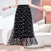 Polka Dot Silk Skirt for Women's  New Polka Dot High Waist and Thin Mulberry Silk A-shaped Pendulum Skirt Covering Hip Length Skirt