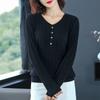 Весна Осень Женская Корейская Мода Элегантный Простой Однотонный Базовый Трикотаж Женский Повседневный V-образный вырез Длинный рукав Тонкий Пуловер Топы