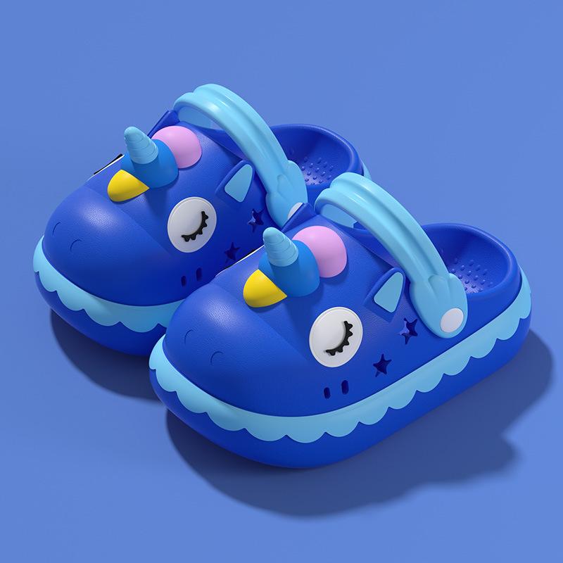 Детские тапочки для девочек-единорогов, летние тапочки для принцессы, милые мультяшные детские тапочки для дома, нескользящие тапочки для девочек с отверстиями