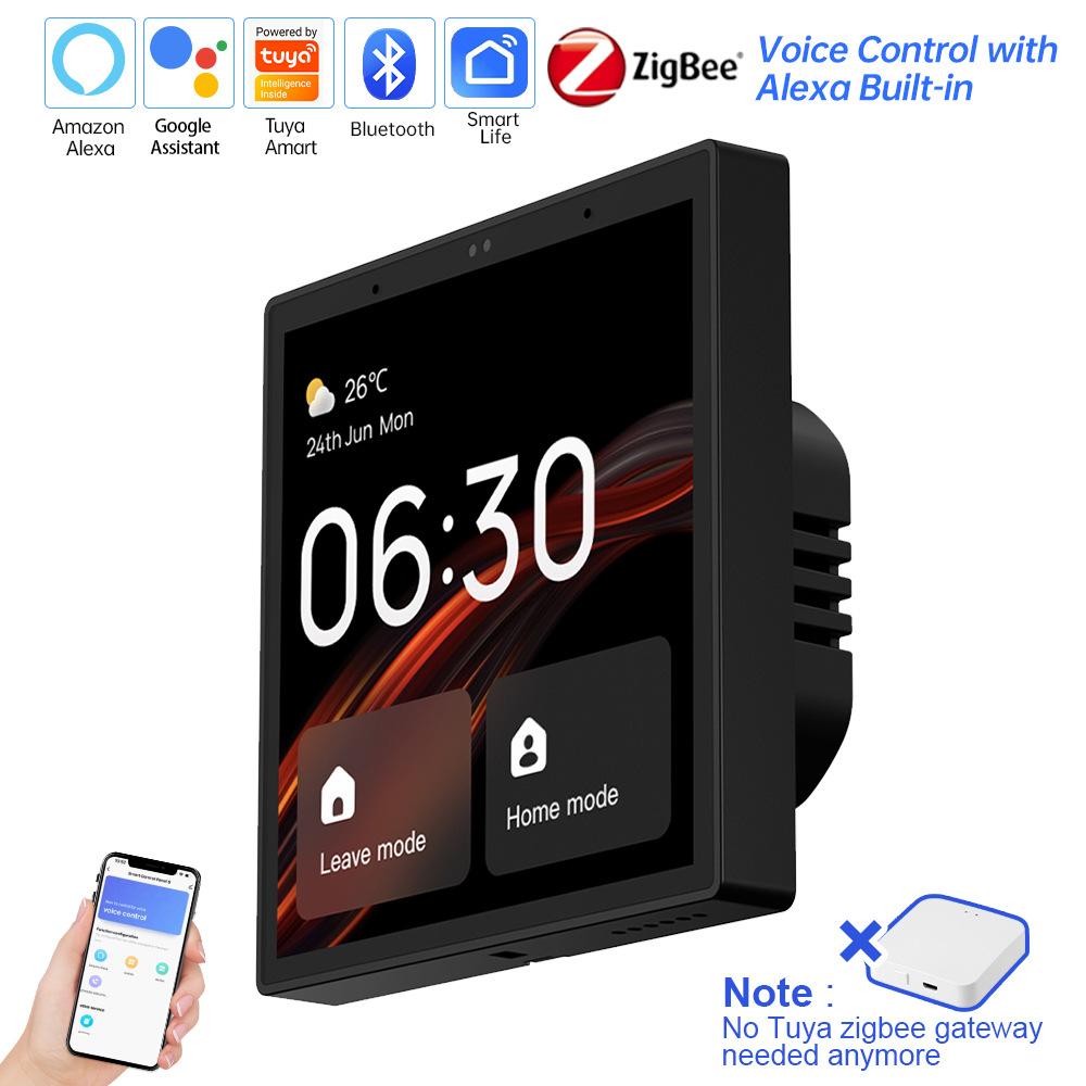 Сенсорная панель управления центром Wifi Tuya Экран Встроенное голосовое управление Alexa и шлюз ZigBee для умных сцен 4 дюйма