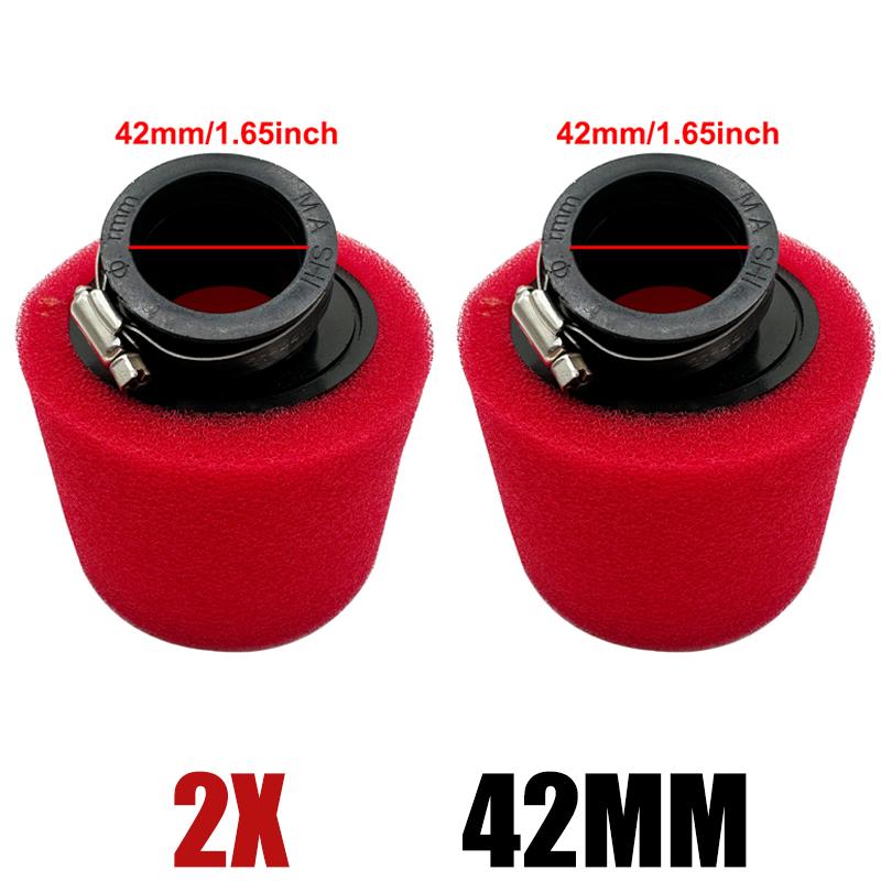 2PCS 35/38-40/42/45/48mm Bent Neck Foam Air Filter Sponge Cleaner Clamp-on Moped Scooter For 110/125/150/250cc Dirt Pit Bike