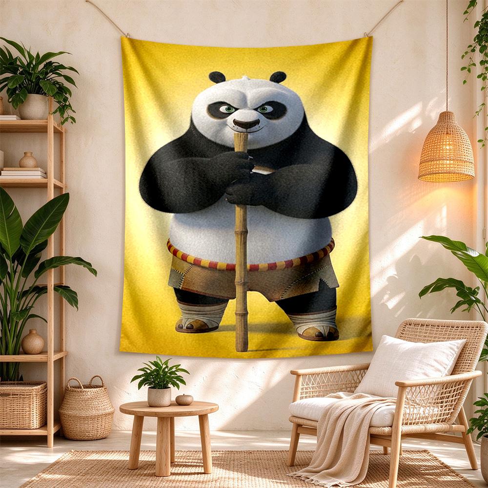 Kung Fu Panda Retro Tapestry Retro Boho Made For Balcony Living Room Studio Wall Indoor Vintage Wall Art Gift For Thanksgiving Christmas