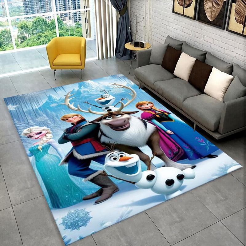 Cartoon Frozen Elsa Princess Girl Carpet Rug for Playroom Bedroom Living Room Sofa Home Decor,kid Area Rug Non-slip Floor Mat