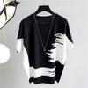 Summer Women Pullover Thin Rib Knitted Femme Tops