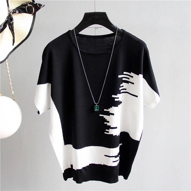 Summer Women Pullover Thin Rib Knitted Femme Tops