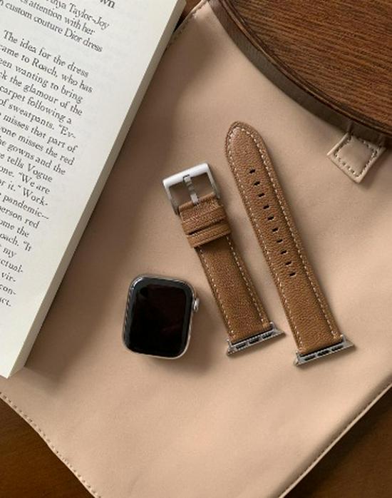 Совместимый ремешок из кожи ягненка Starlight с рисунком личи для Apple Watch Series iWatch 3-9, SE